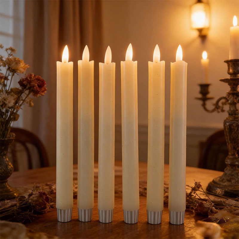 Mayone-Candle-Real-Wax-Candle-Taper-Candle-Flameless-Realistic-Ivory-Flame-Candle-with-Metled-Top-Battery-Candle-Set-of-6-Pack1