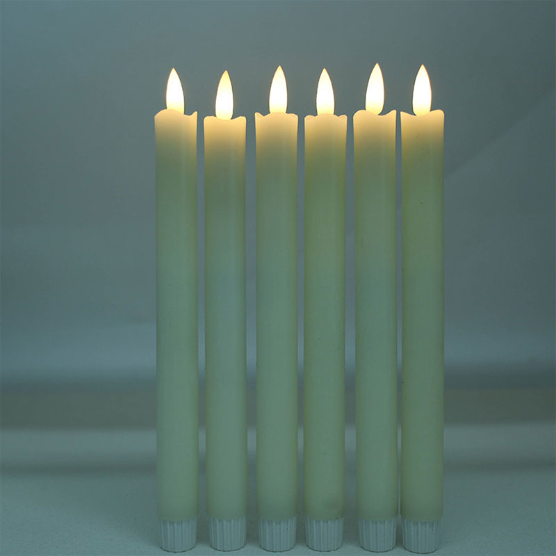 Mayone-Candle-Real-Wax-Candle-Taper-Candle-Flameless-Realistic-Ivory-Flame-Candle-with-Metled-Top-Battery-Candle-Set-of-6-Pack4