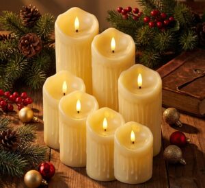 flameless pillar candles with timer